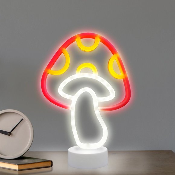 NIB Mushroom Trippy Red & Yellow LED Neon Accent Light Decorative Lamp - Picture 1 of 6